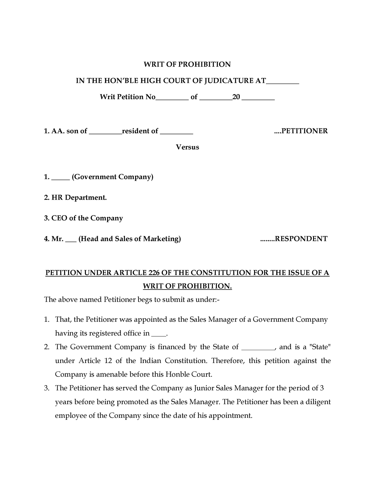 Writ-of-prohibition - Xjdjjdncjcnfnfncnc - WRIT OF PROHIBITION IN THE ...