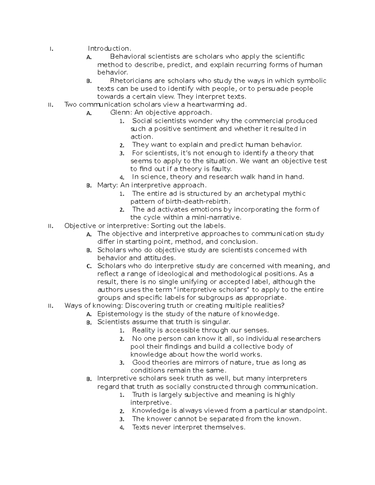 Ch 2 - Sally Abdul Wahab - I. Introduction. A. Behavioral scientists ...