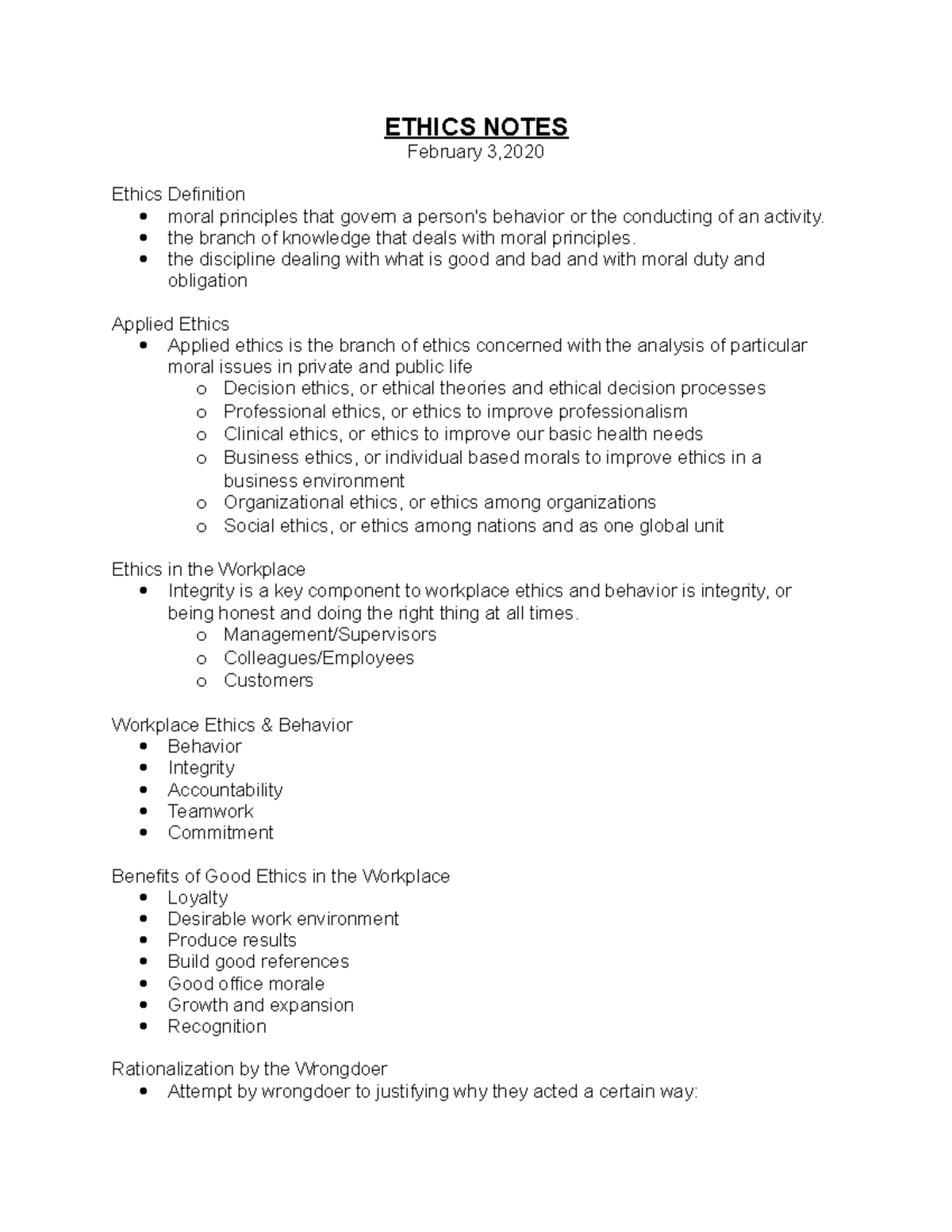 csc-101-ethics-notes-ethics-notes-february-3-ethics-definition