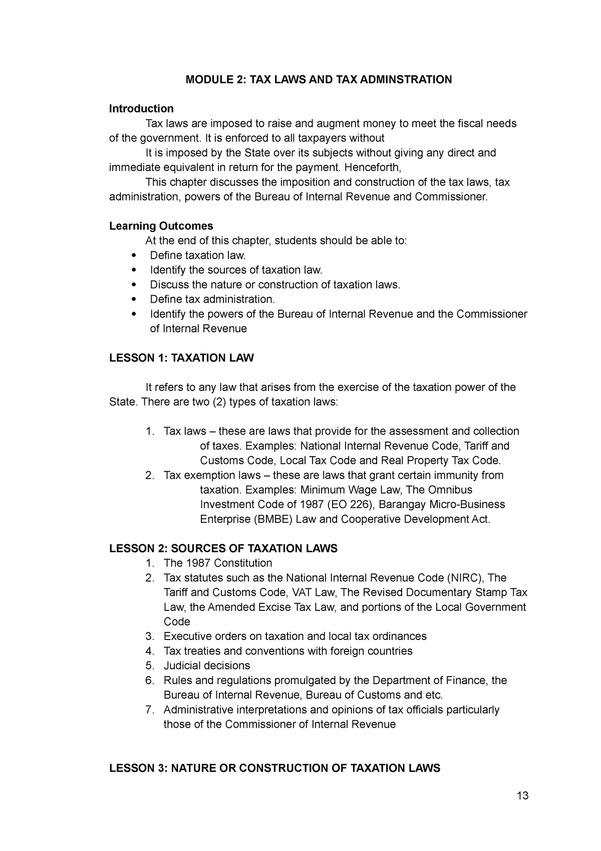 Module 2 Tax Administration - MODULE 2: TAX LAWS AND TAX ADMINSTRATION ...