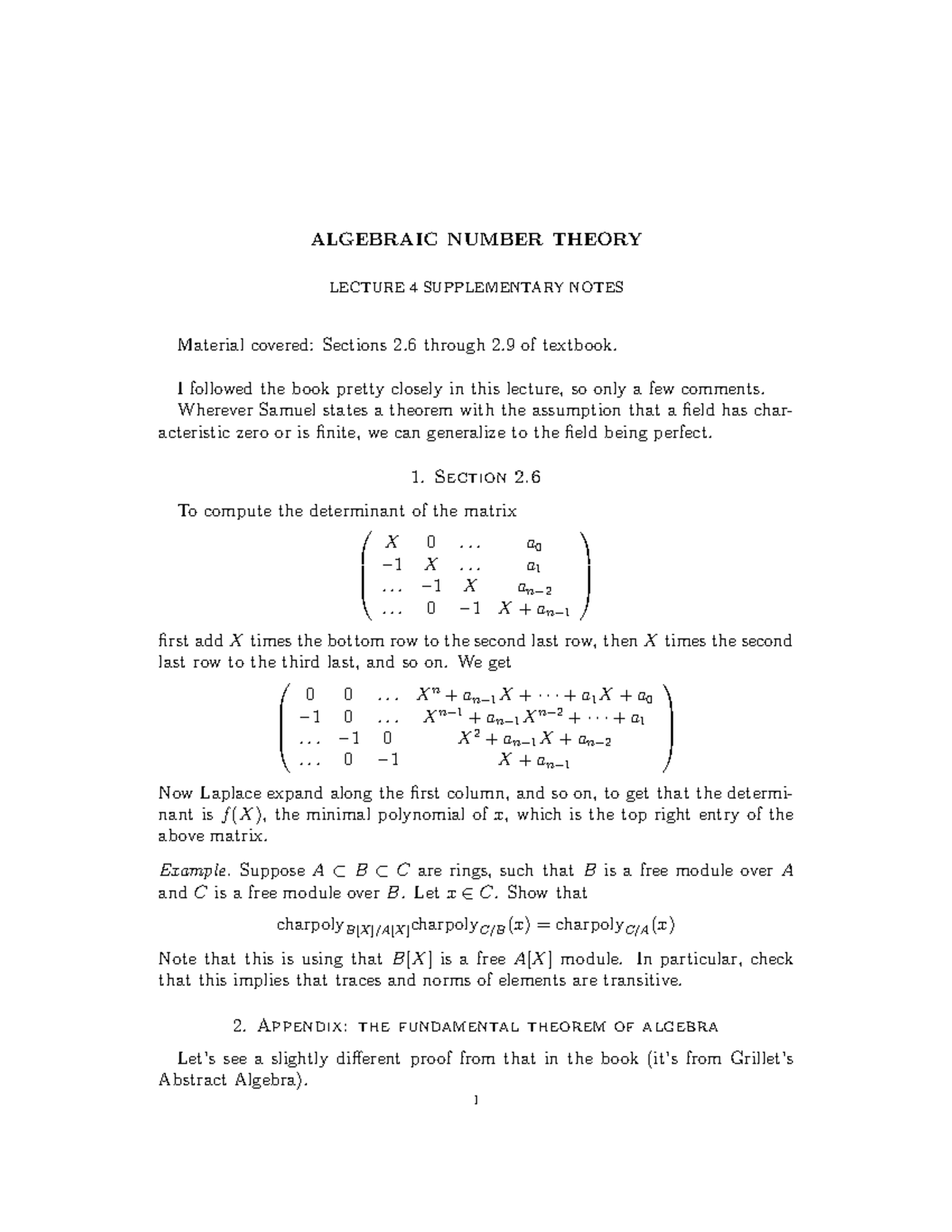 Topics In Algebraic Number Theory Part 4 - ALGEBRAIC NUMBER THEORY ...