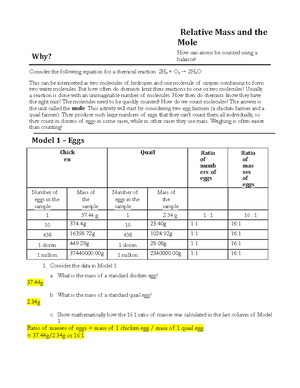 22 Relative Mass and the Mole-S