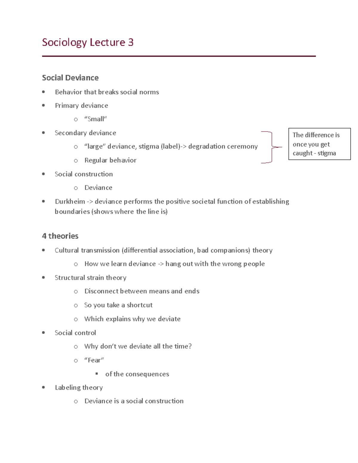 Sociology Lecture 3 - Studocu