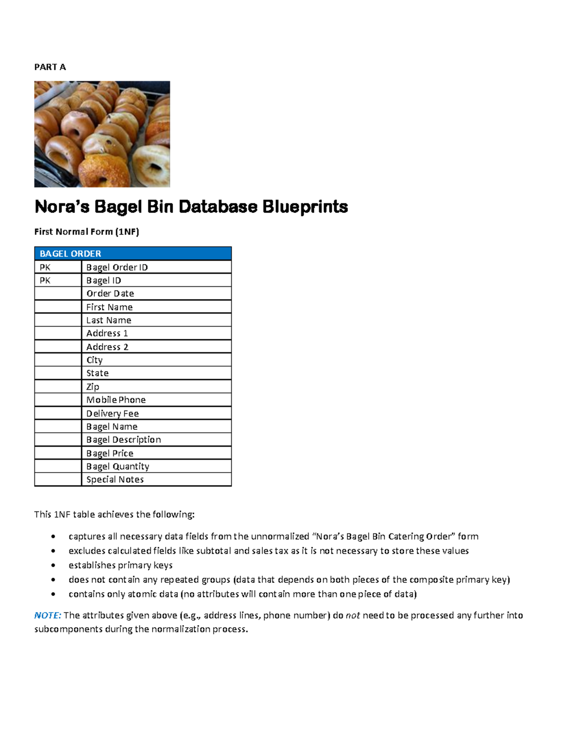 C170 Performance Task-upload - PART A Nora’s Bagel Bin Database ...