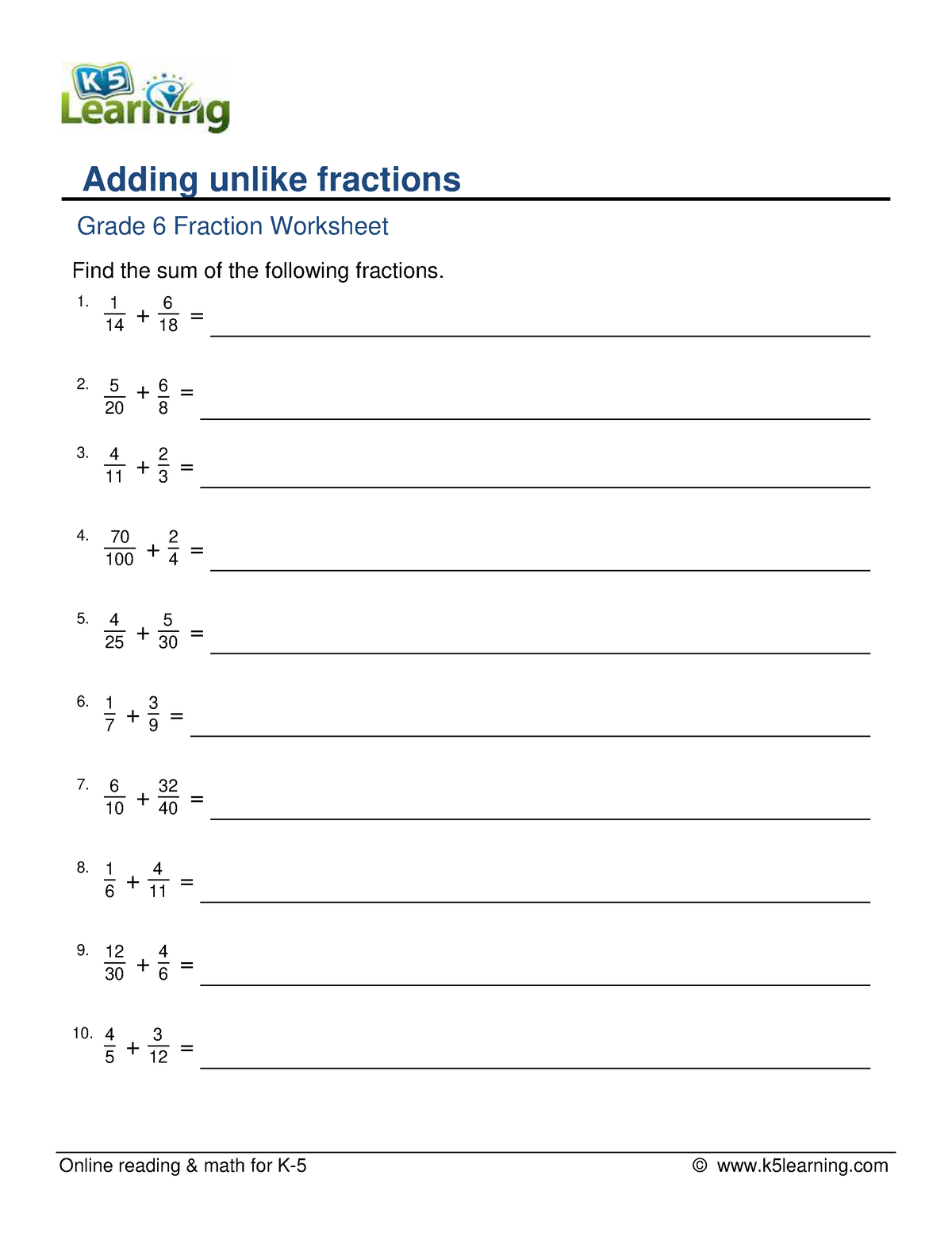 Maths for Students 9 - Online reading & math for K-5 © k5learning ...