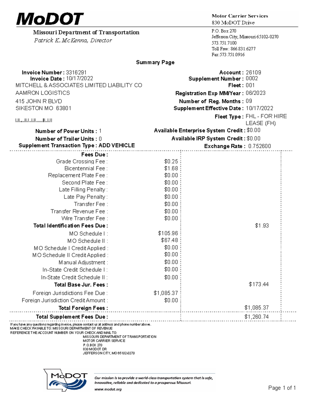 IRP Plates - Greed - Invoice Number : Invoice Date : Account : Fleet ...