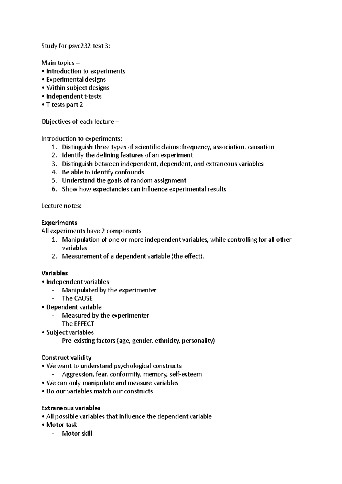 Study For Psyc232 Test 3 Distinguish Three Types Of Scientific Claims
