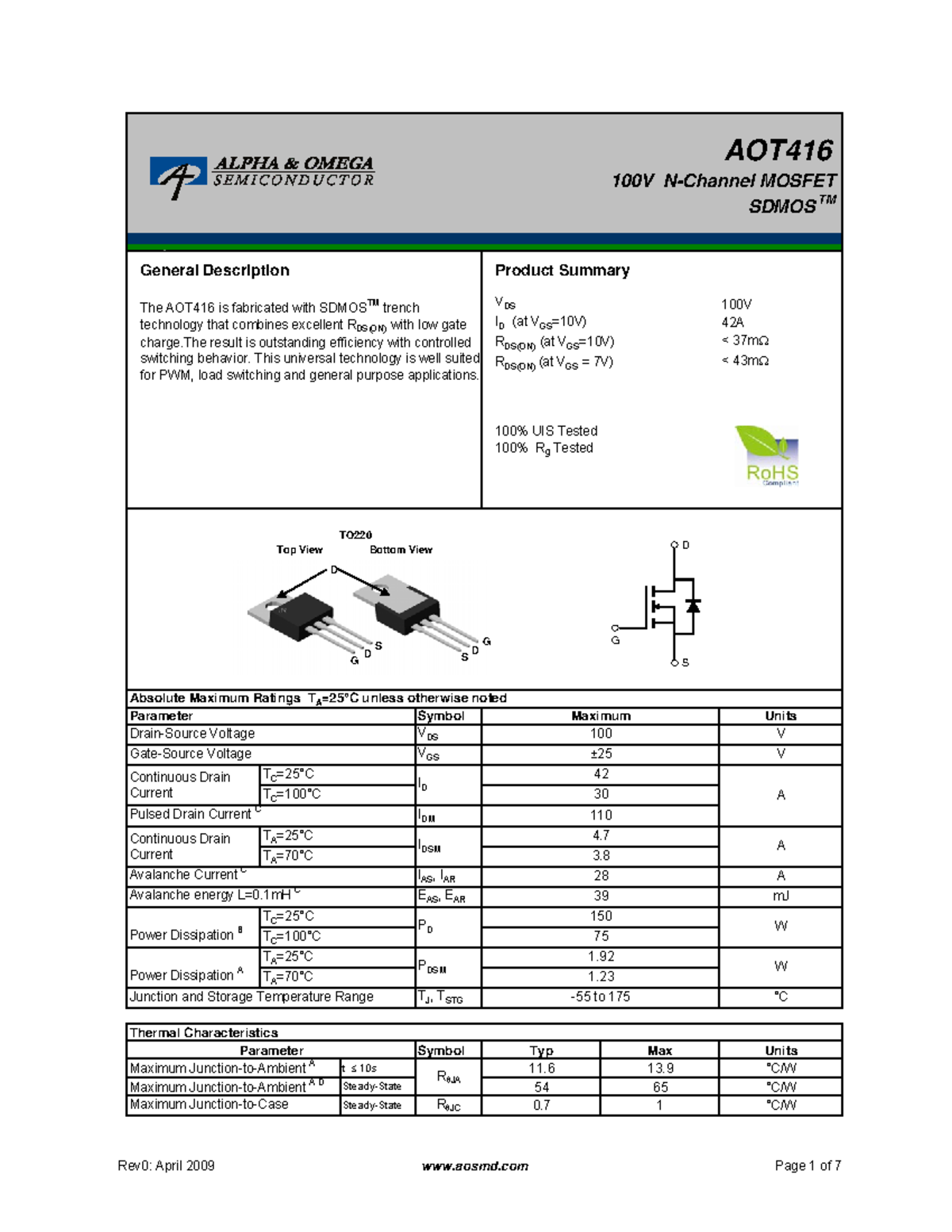 T416 Mosfet B - Fundamentals Of Semiconductor Fabrication - 100V N ...