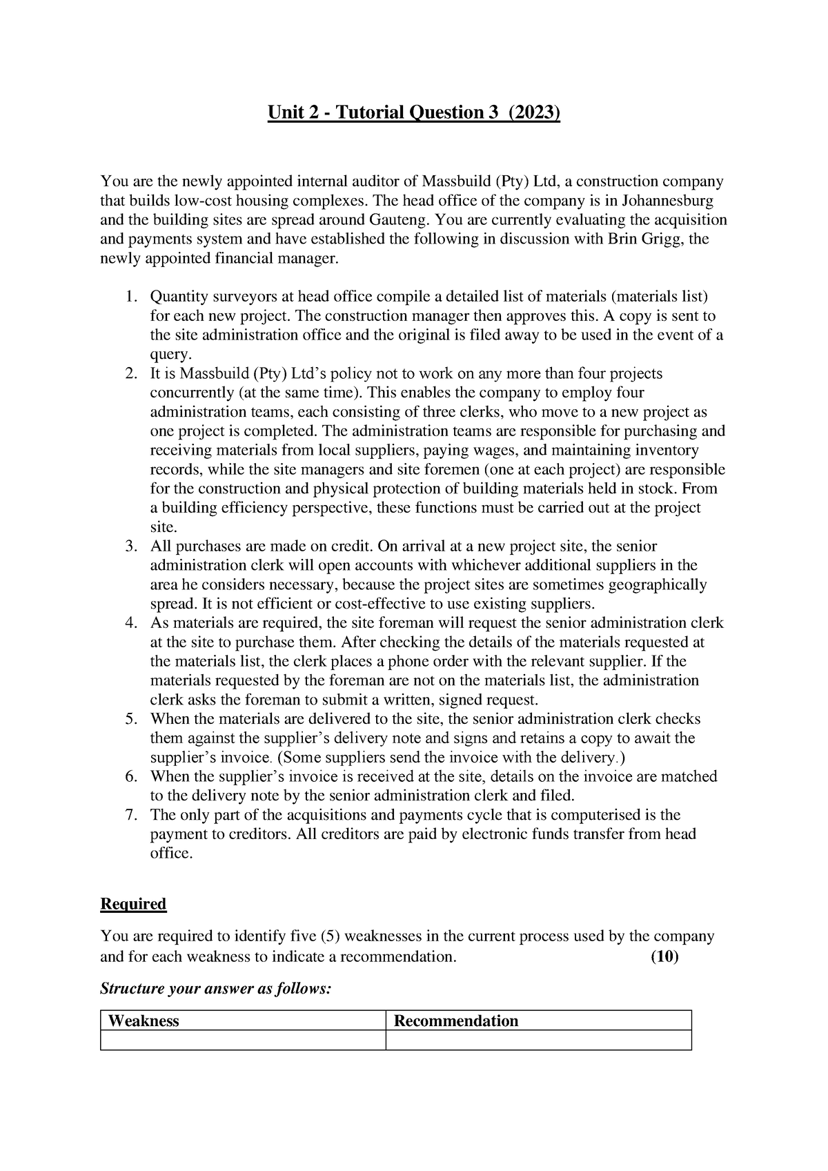 Tutorial Question 3 - Unit 2 (Week 3) - Unit 2 - Tutorial Question 3 ...