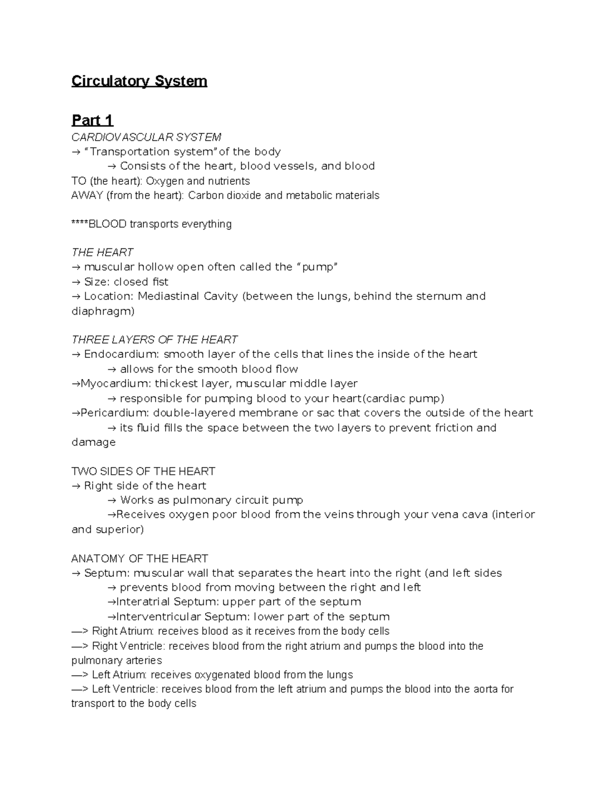 Health Services: Circulatory System - Circulatory System Part 1 ...