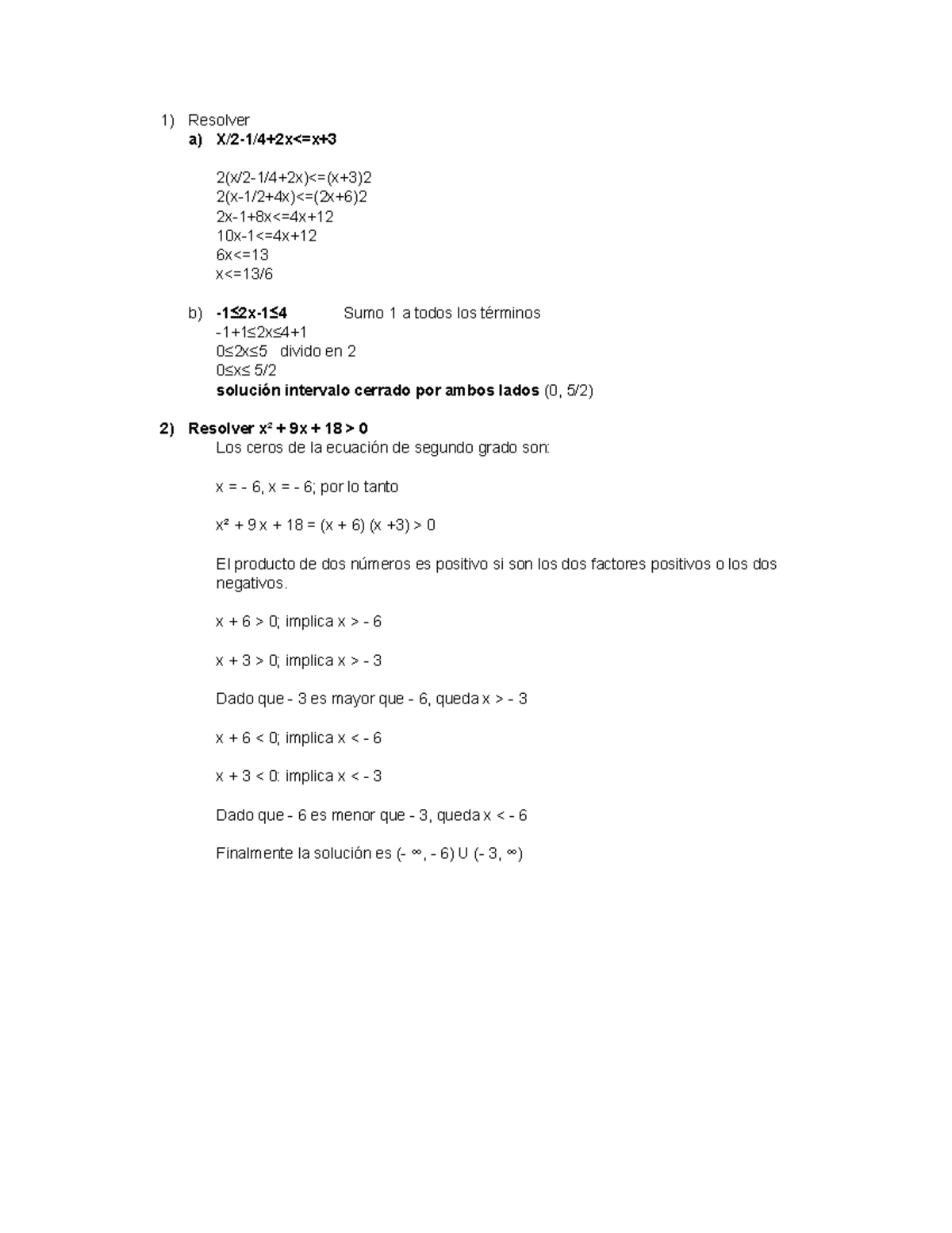 330311967 Control 4 Semana 4 Matematica - Resolver A) X/2-1/4+2x