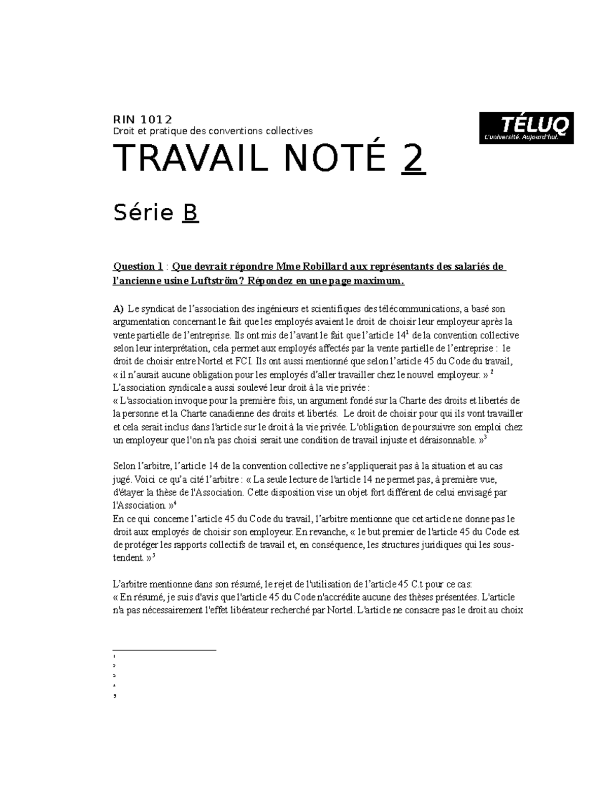 RIN1012 TN2 Serie B - Droit Et Pratique Des Conventions Collectives ...