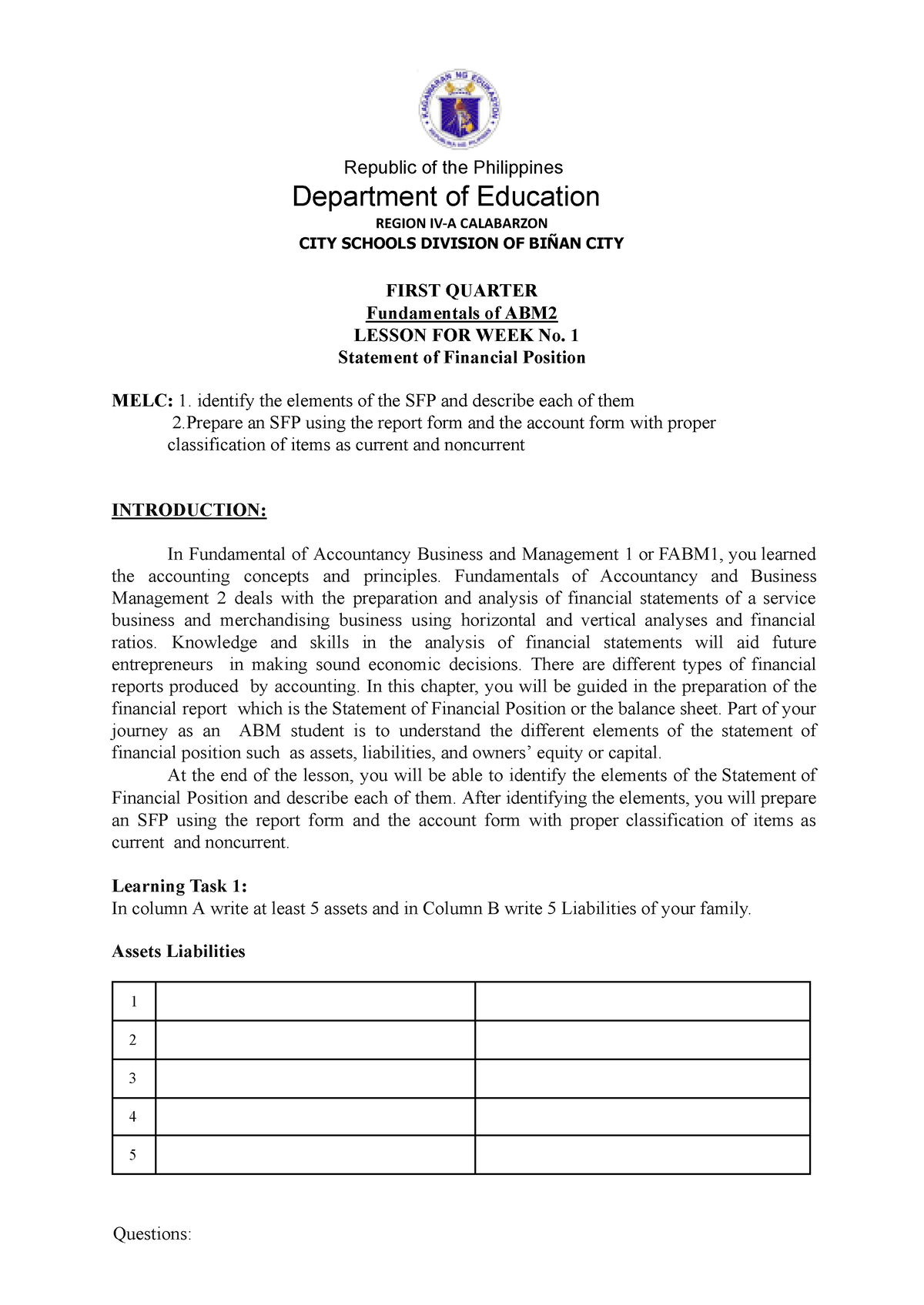 Week 1 Worksheet FABM2 Students Copy - Republic Of The Philippines ...