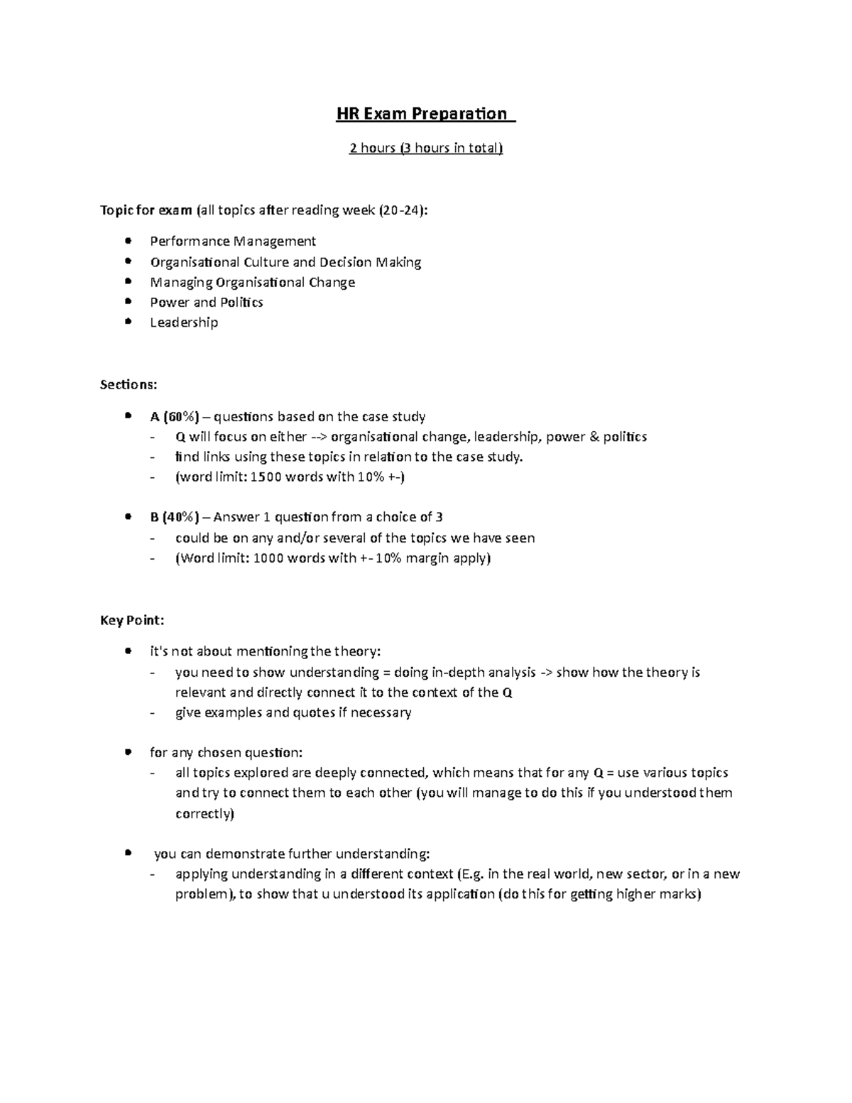 HR Exam Preparation - exam prep - HR Exam Preparation 2 hours (3 hours ...