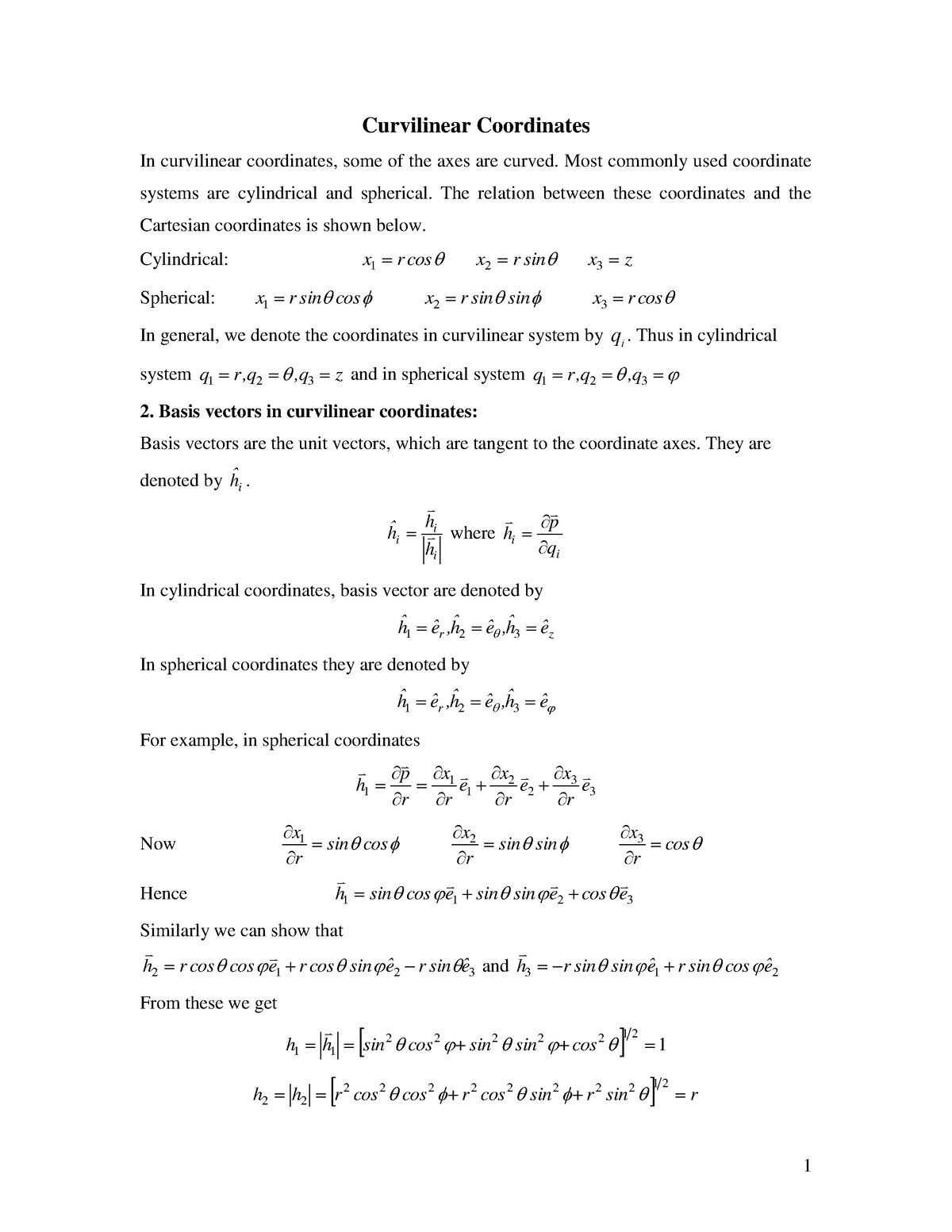 Vector Analaysis-Curvilinear Coordinates - ####### Curvilinear ...