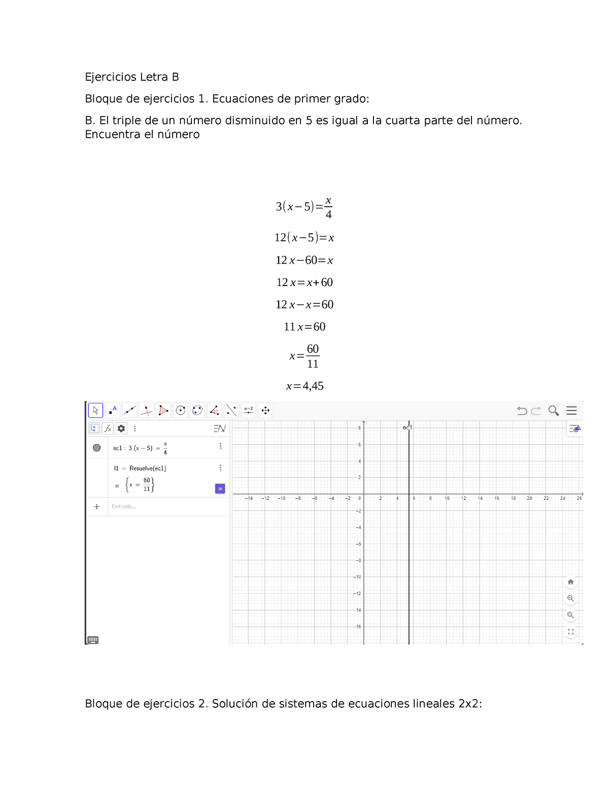 Tarea 1 - Ejercicios Letra B Bloque De Ejercicios 1. Ecuaciones De ...