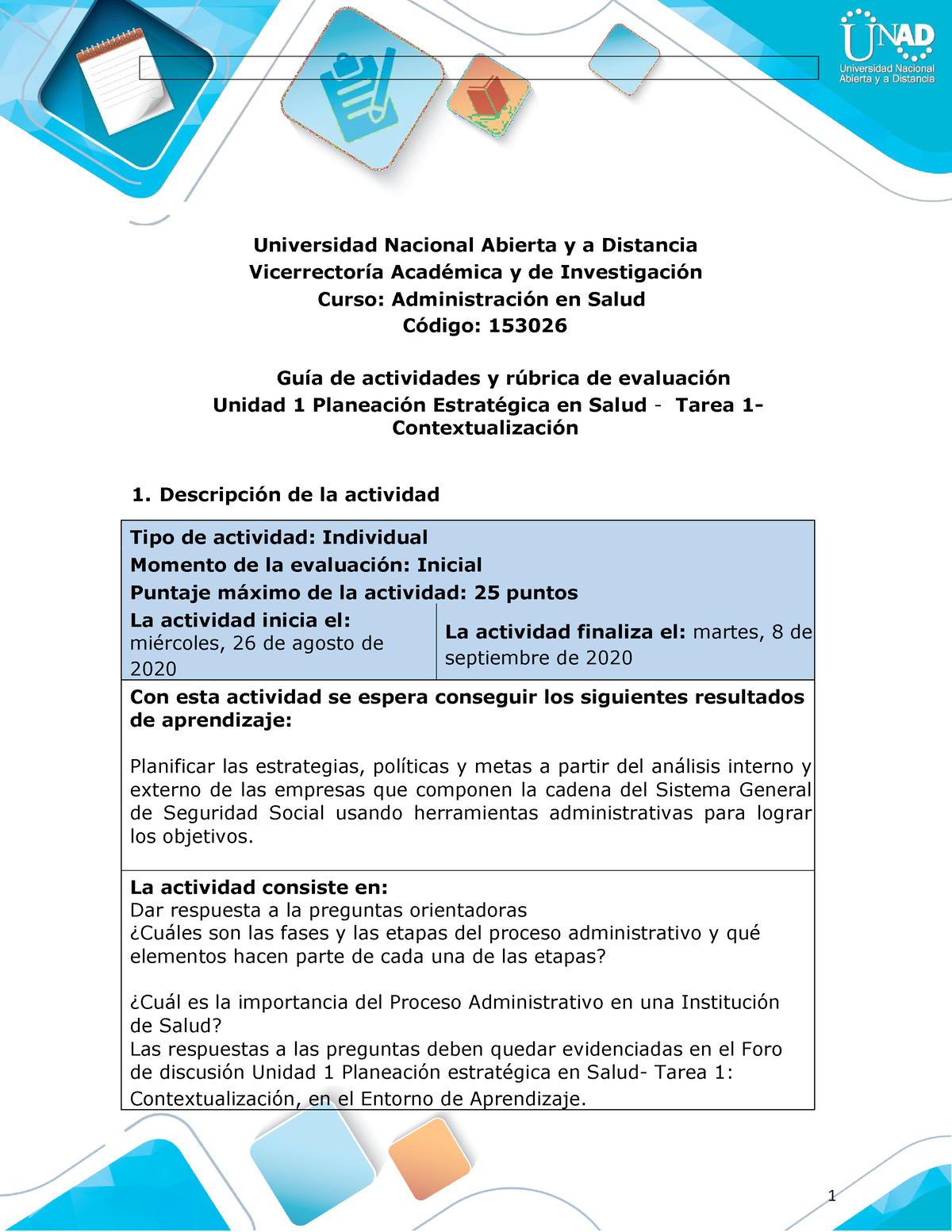 Guía De Actividades Y Rúbrica De Evaluación Unidad 1 Tarea 1 Contextualización 7553