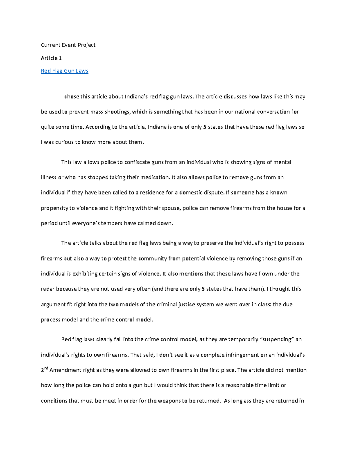 Current Event Project Example Current Event Project Article 1 Red 