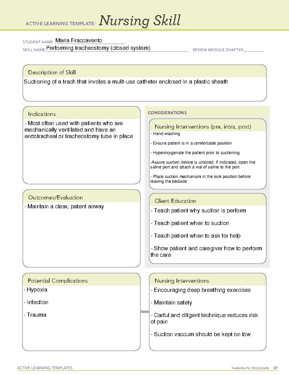 Tracheostomy Care Ati Template