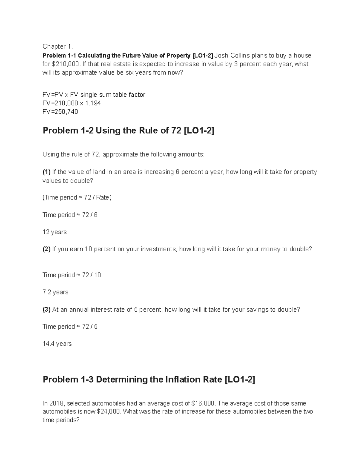 Personal Finance Chapter 1 HW Chapter 1. Problem 11 Calculating the