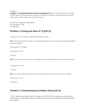 Personal finance Chapter 2 HW - Problem 2-1 Determining the Future ...