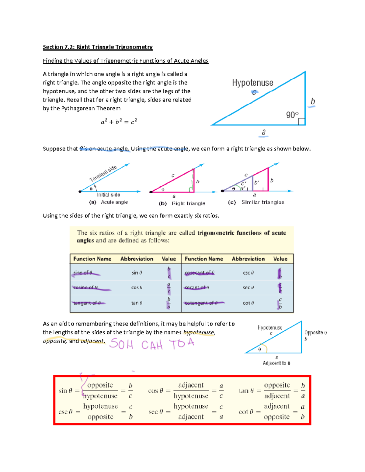 MAC1114Section 72 - the right triangle and their fundamental and ...