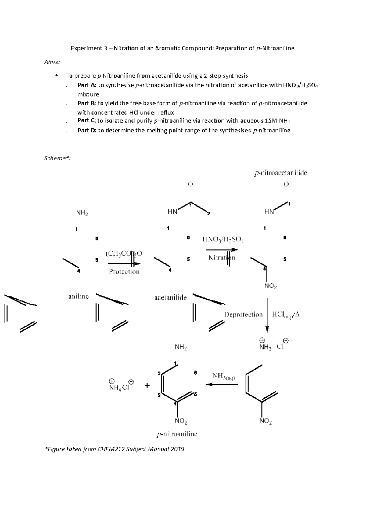 Experiment 3 - Nitration of an Aromatic Compound Preparation of p ...