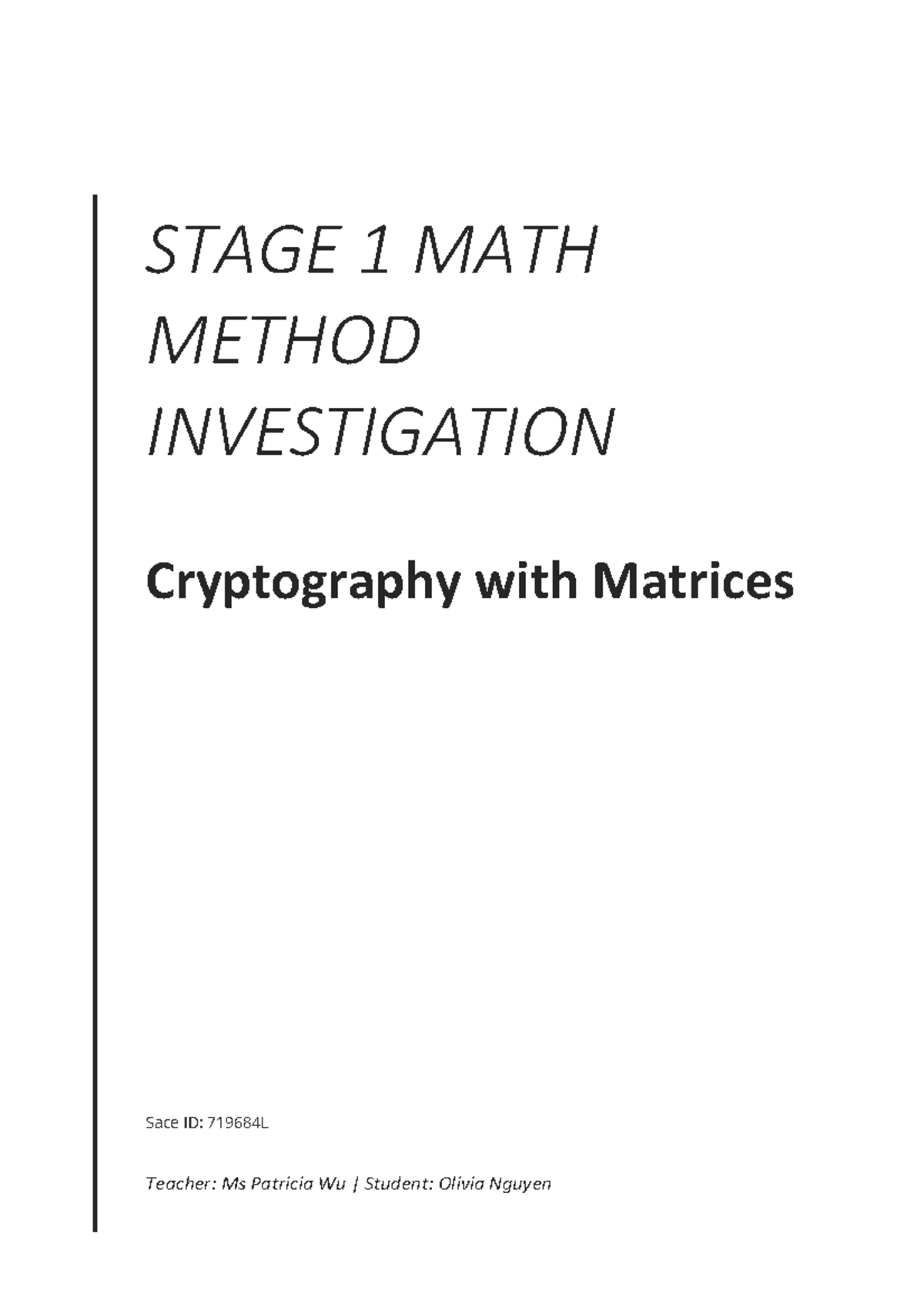 Matrix DI_Cryptography - STAGE 1 MATH METHOD INVESTIGATION Cryptography ...