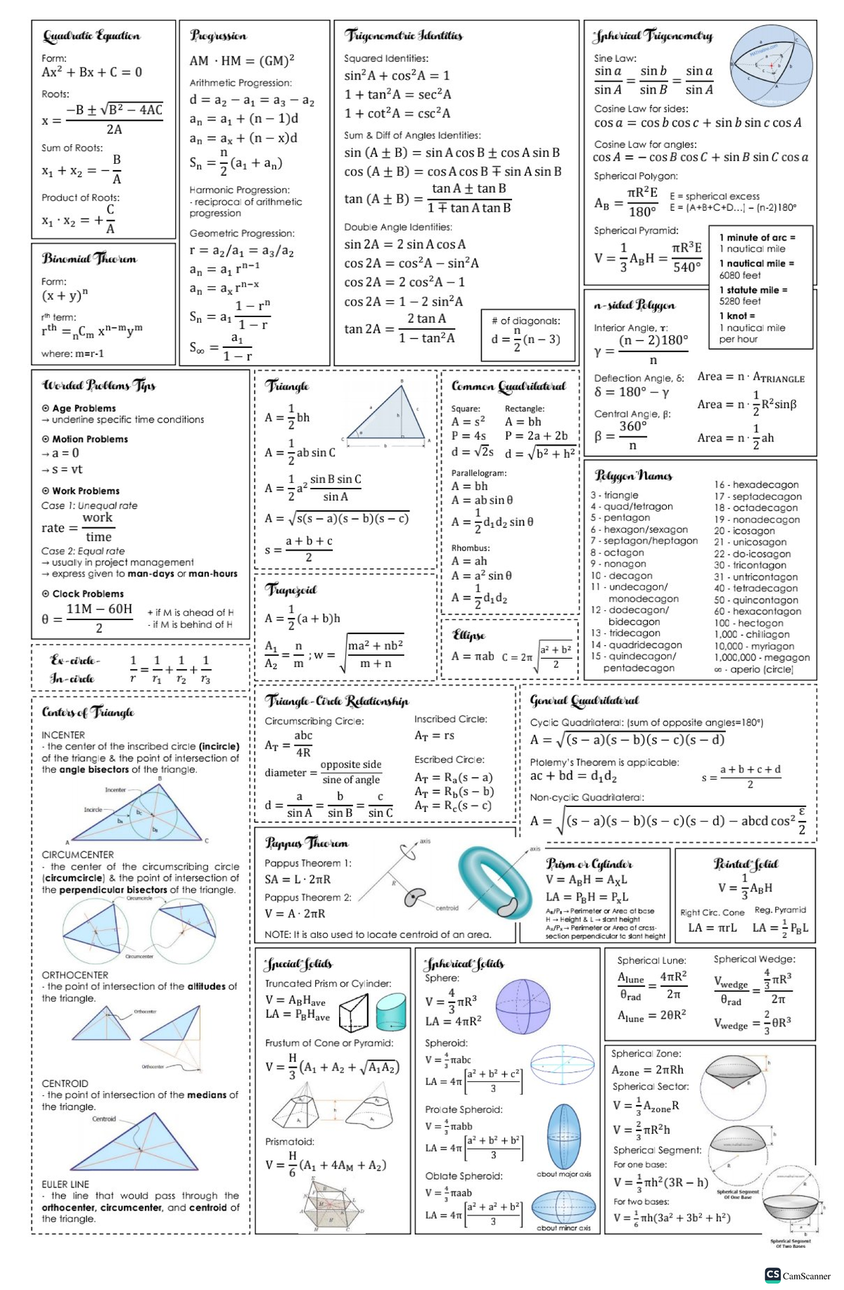 Compiled Formulas - Lecture notes - BS-Civil Engineering - Studocu