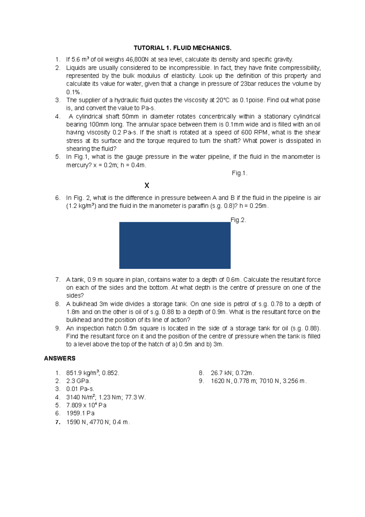 Tutorial 1 - Thermofluids - En2103 - Cardiff - Studocu