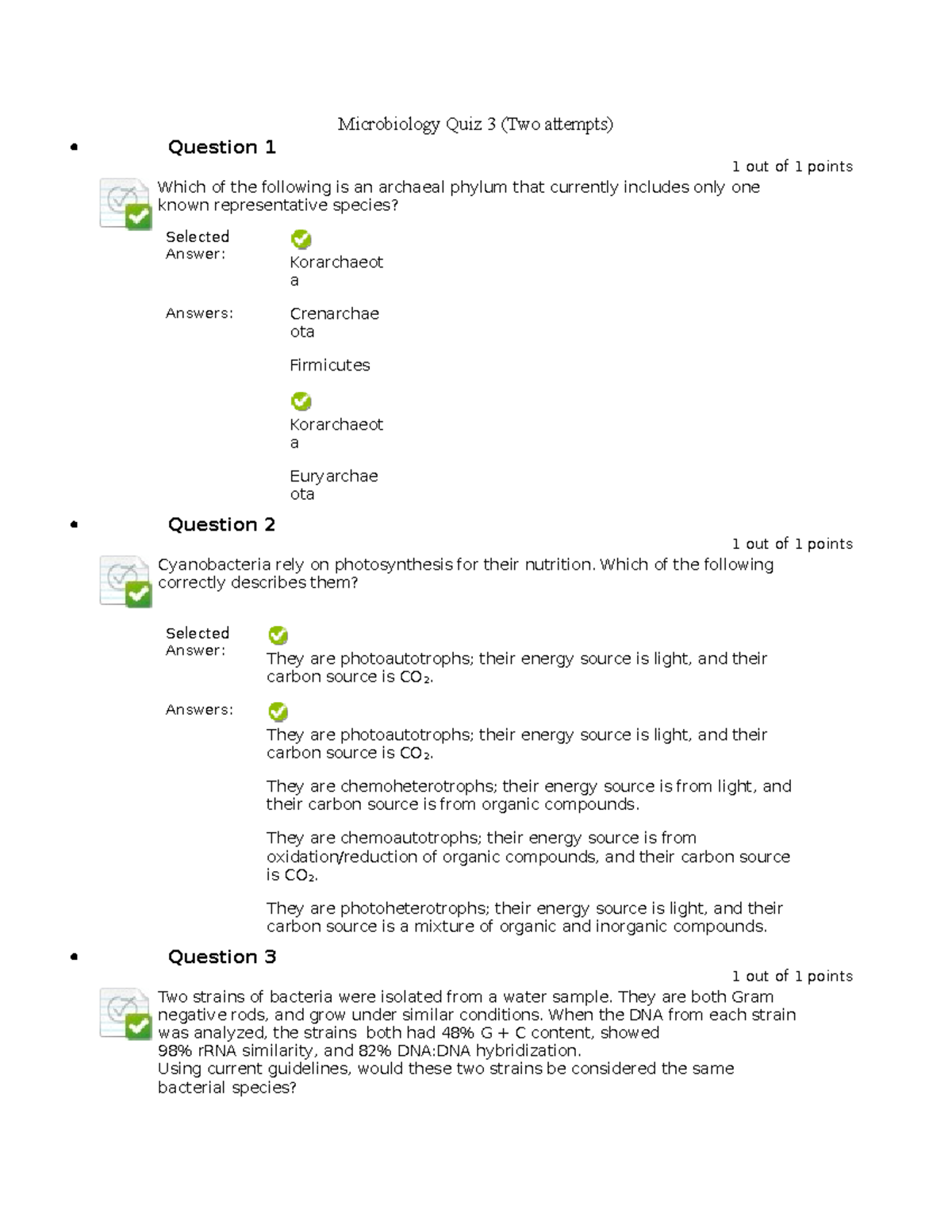 Microbiology Quiz 3 - Quiz Practice Problems - Microbiology Quiz 3 (Two ...