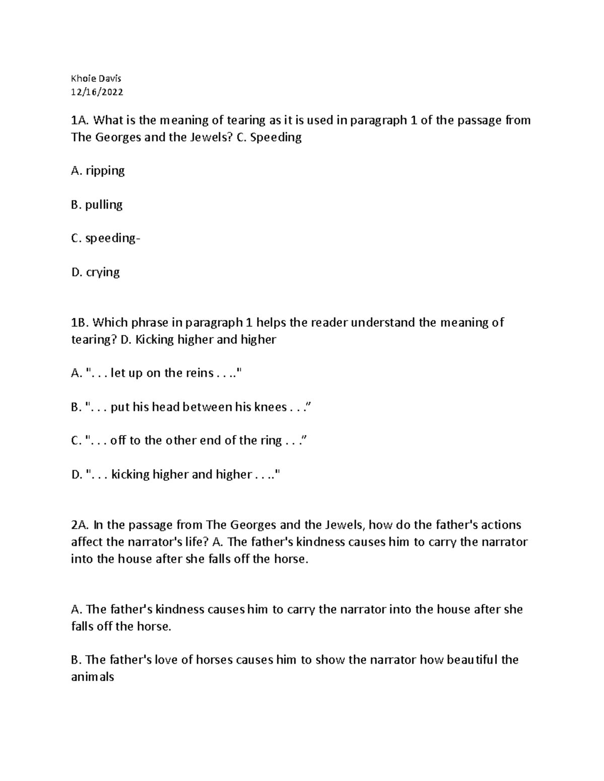 2.04 Graded Assignment LEAP Practice - Khoie Davis 12/16/ 1A. What is ...