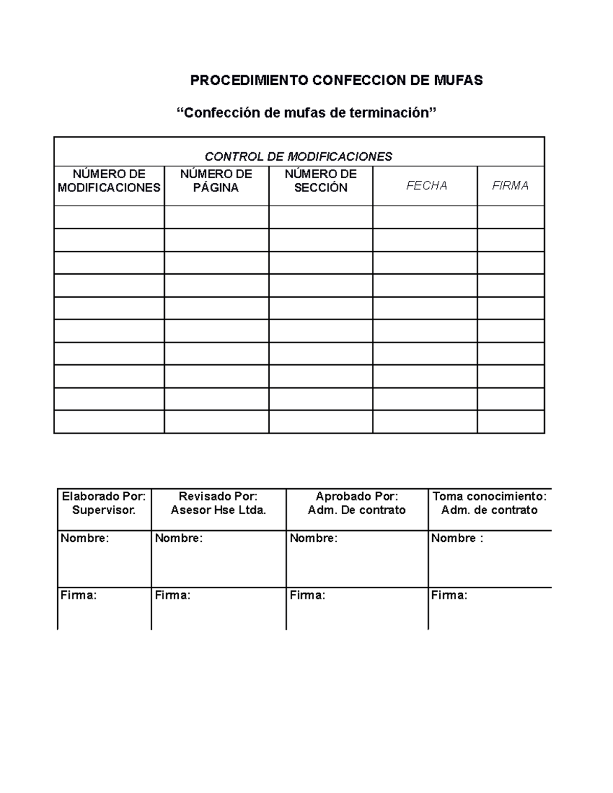 Procedimiento Confeccion-DE- Mufas - PROCEDIMIENTO CONFECCION DE MUFAS ...