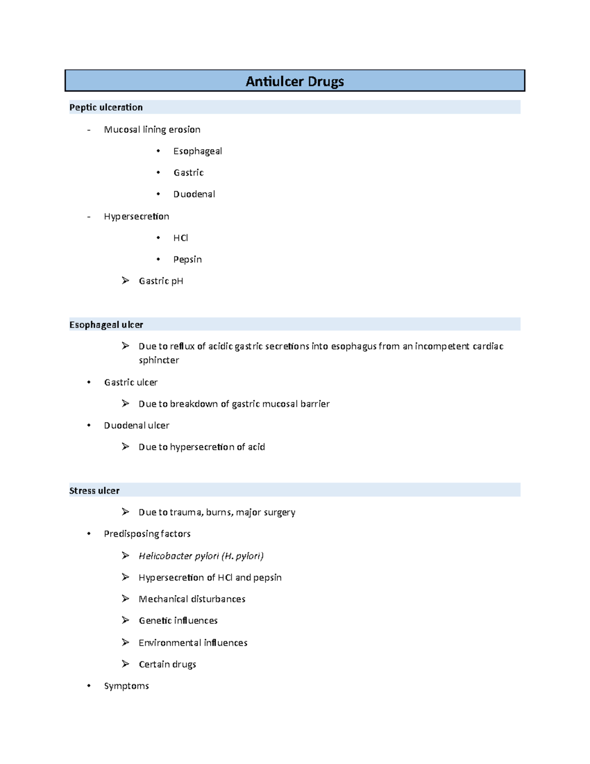 Pharm- Antiulcer - Antiulcer Drugs Peptic Ulceration Mucosal Lining ...