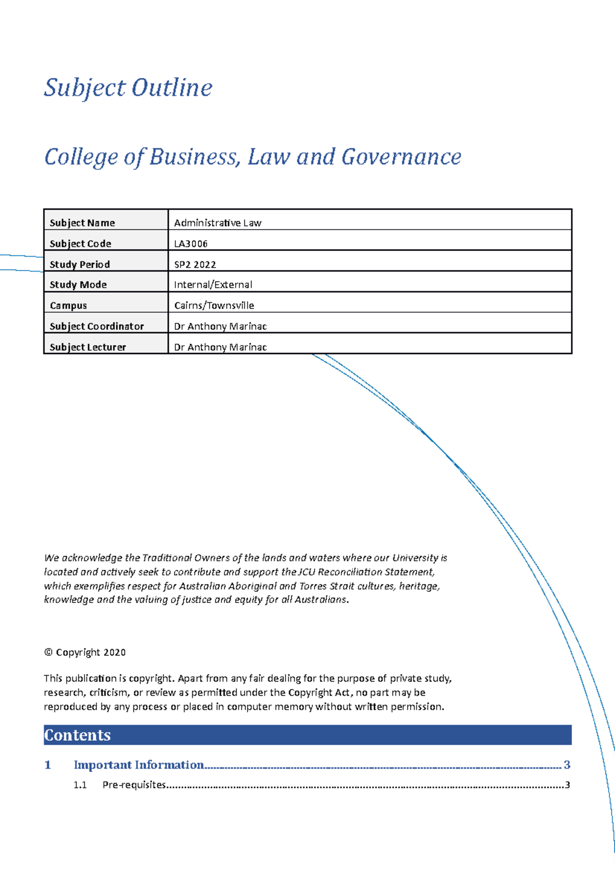 LA3006 2022SP2 Subject Outline - Subject Outline College of Business ...