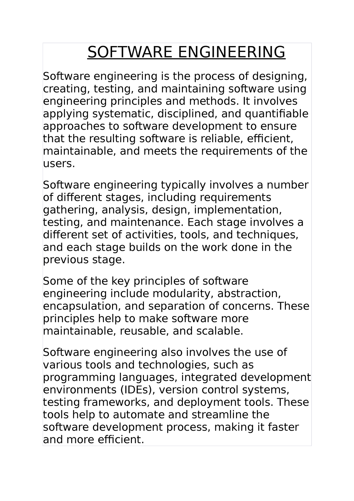 software engineering essay topics