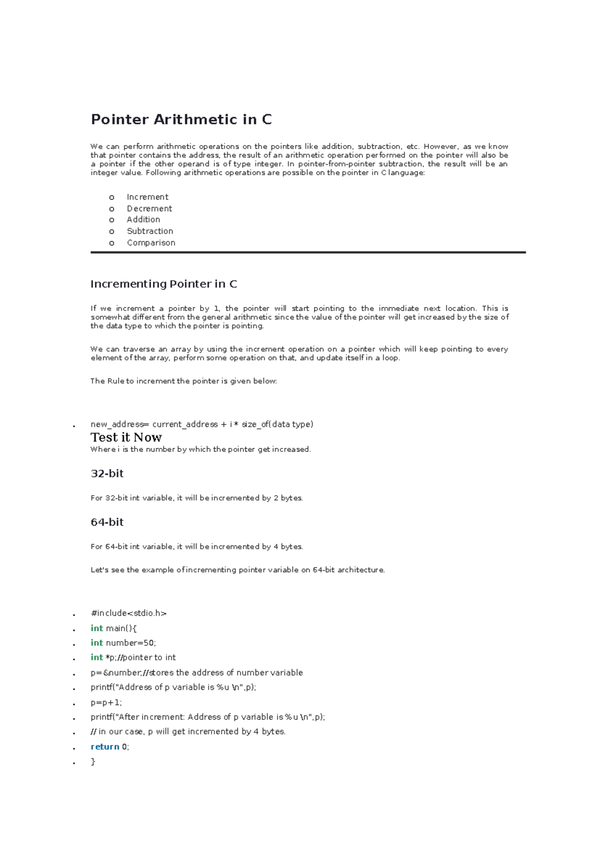 Pointer Arithmetic - However, as we know that pointer contains the ...