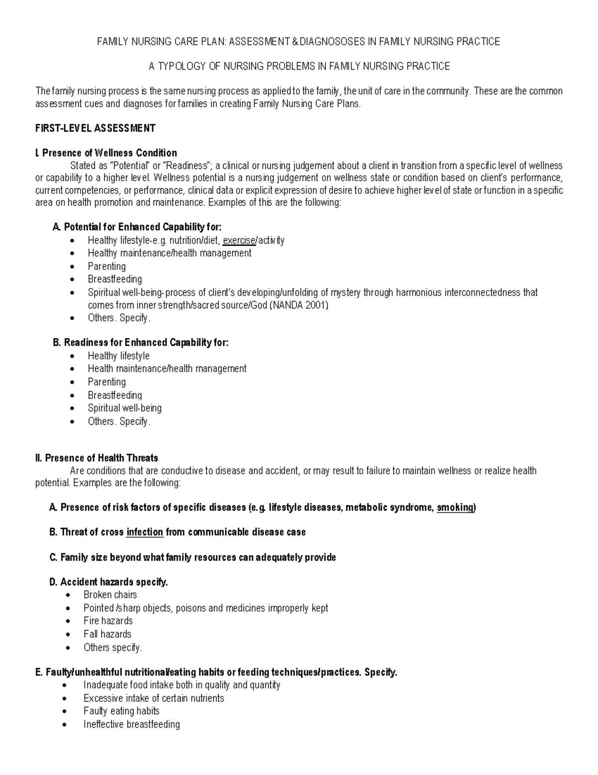 Family Nursing CARE PLAN Typology - FAMILY NURSING CARE PLAN ...