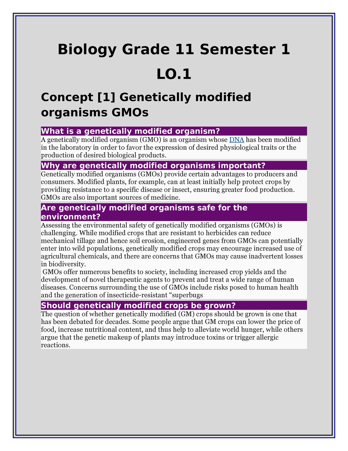 research questions on genetically modified organisms