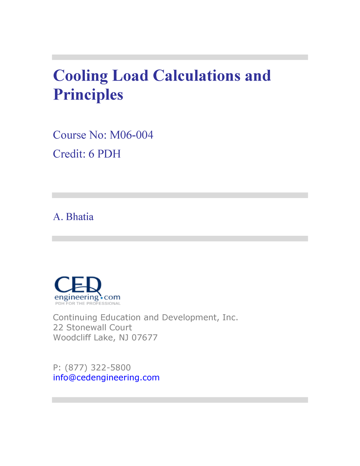 Cooling Load Calculations And Principles R1 Cooling Load Calculations And Principles Course No 5764