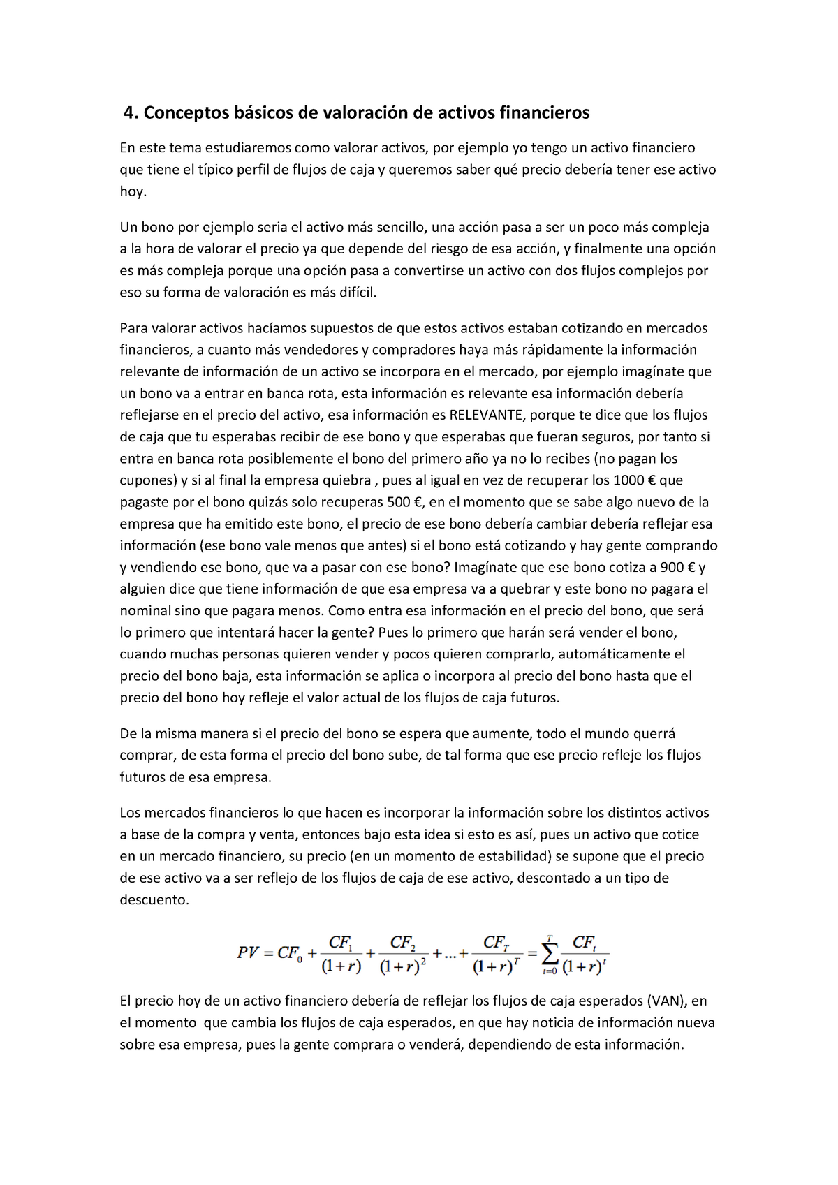 Tema 4 Valoracion De Activos Financieros Studocu