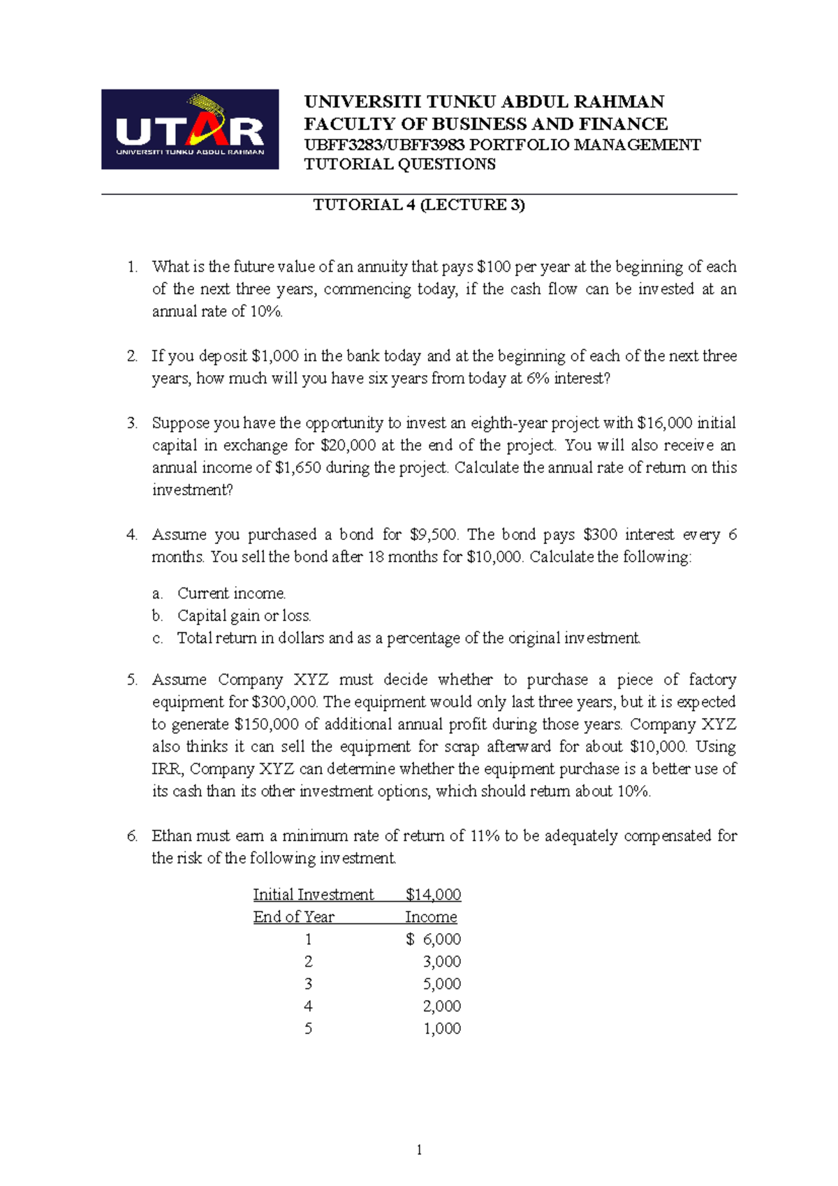 Tutorial 4 Question Universiti Tunku Abdul Rahman Faculty Of Business And Finance Studocu Tutorial 4 Question Universiti Tunku Abdul Rahman Faculty Of Business And Finance Studocu