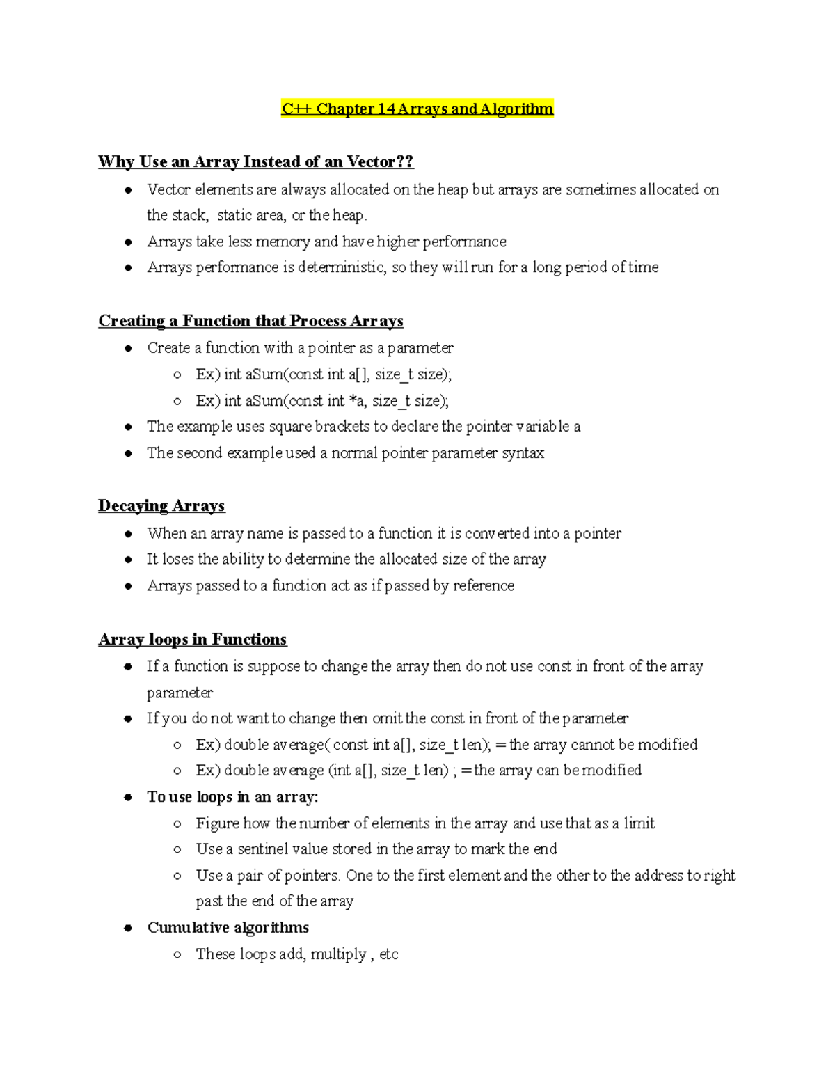C++ Chapter 14 Arrays and Algorithm - C++ Chapter 14 Arrays and ...