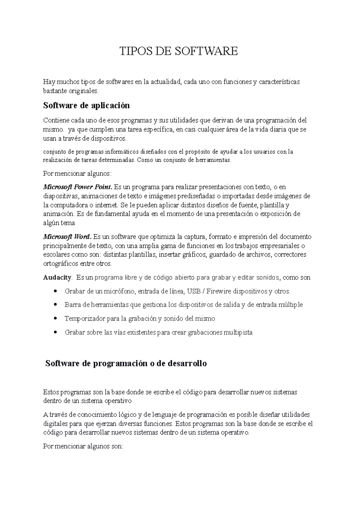 Tipos de Software - Actividad - TIPOS DE SOFTWARE Hay muchos tipos de ...