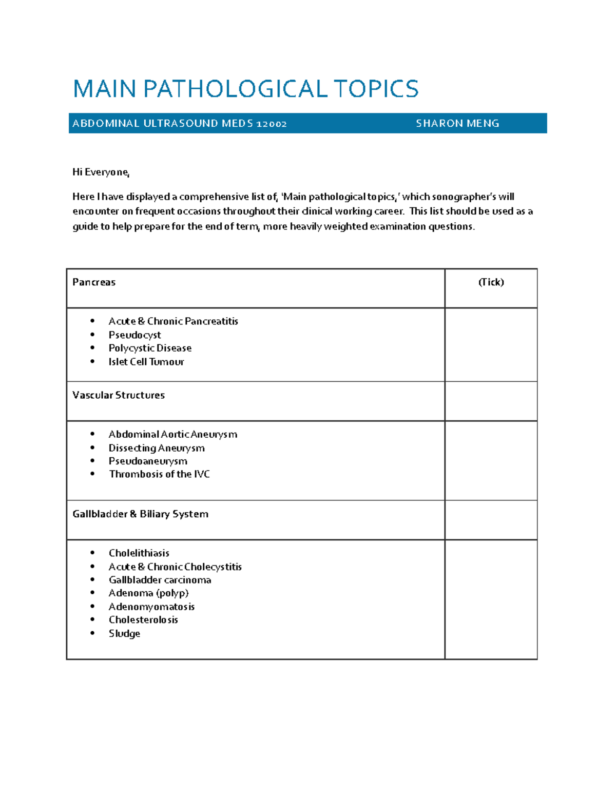 Main Pathological topics - MAIN PATHOLOGICAL TOPICS ABDOMINAL ...