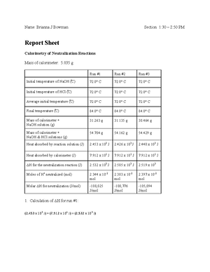 Experiment 2 Report Sheet - CHM 11600 - PFW - Studocu