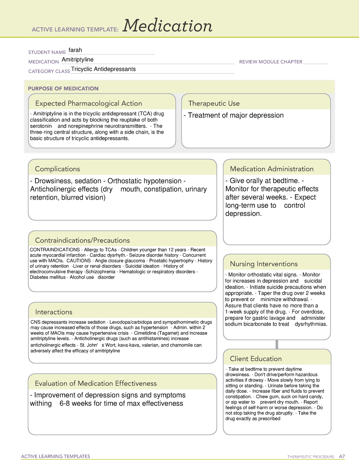 Active Learning Template Medication - Active Learning Templates 