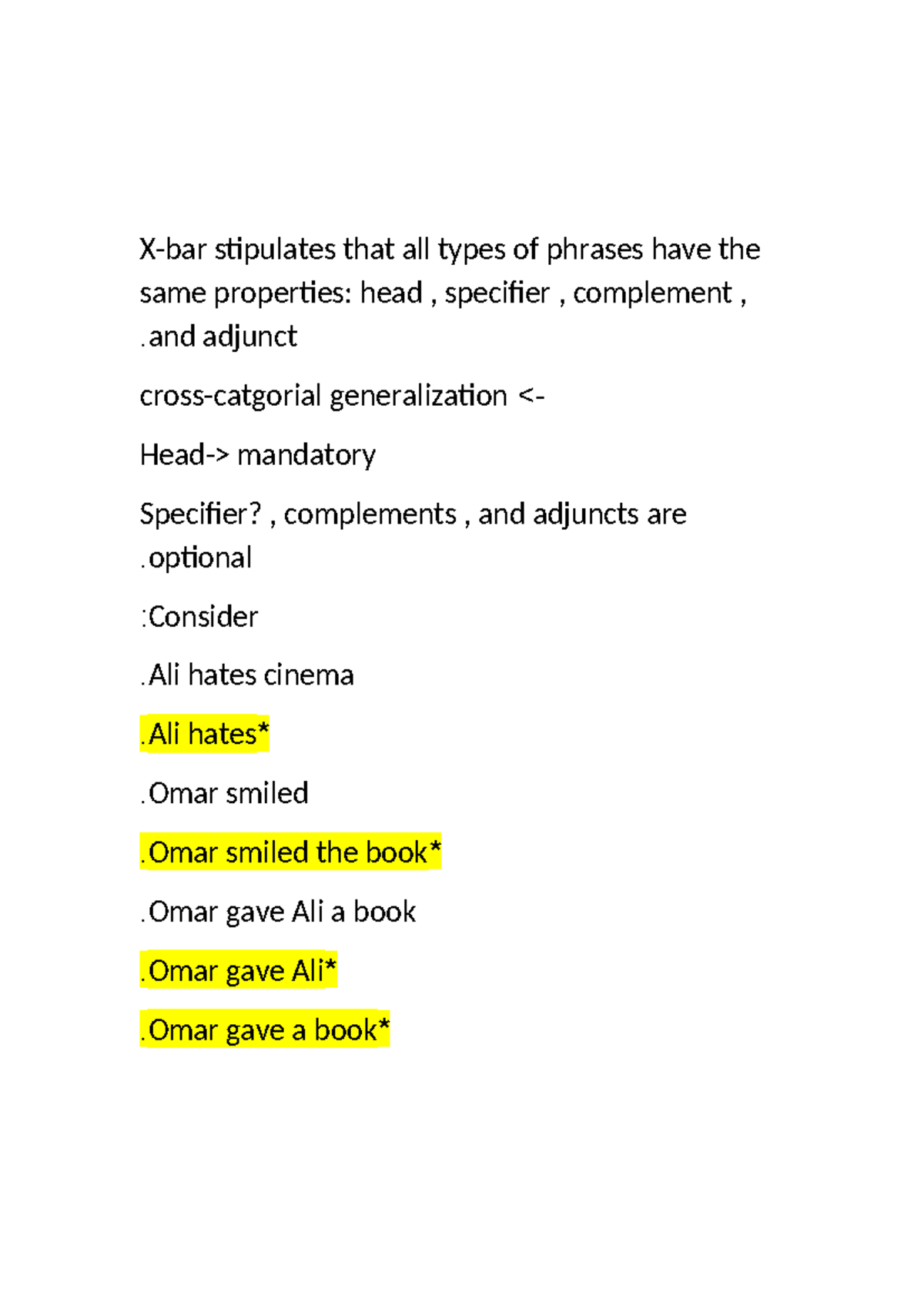 6 Thematicrelations (December 19, 2014 ) - Syntax S5 - X-bar stipulates ...