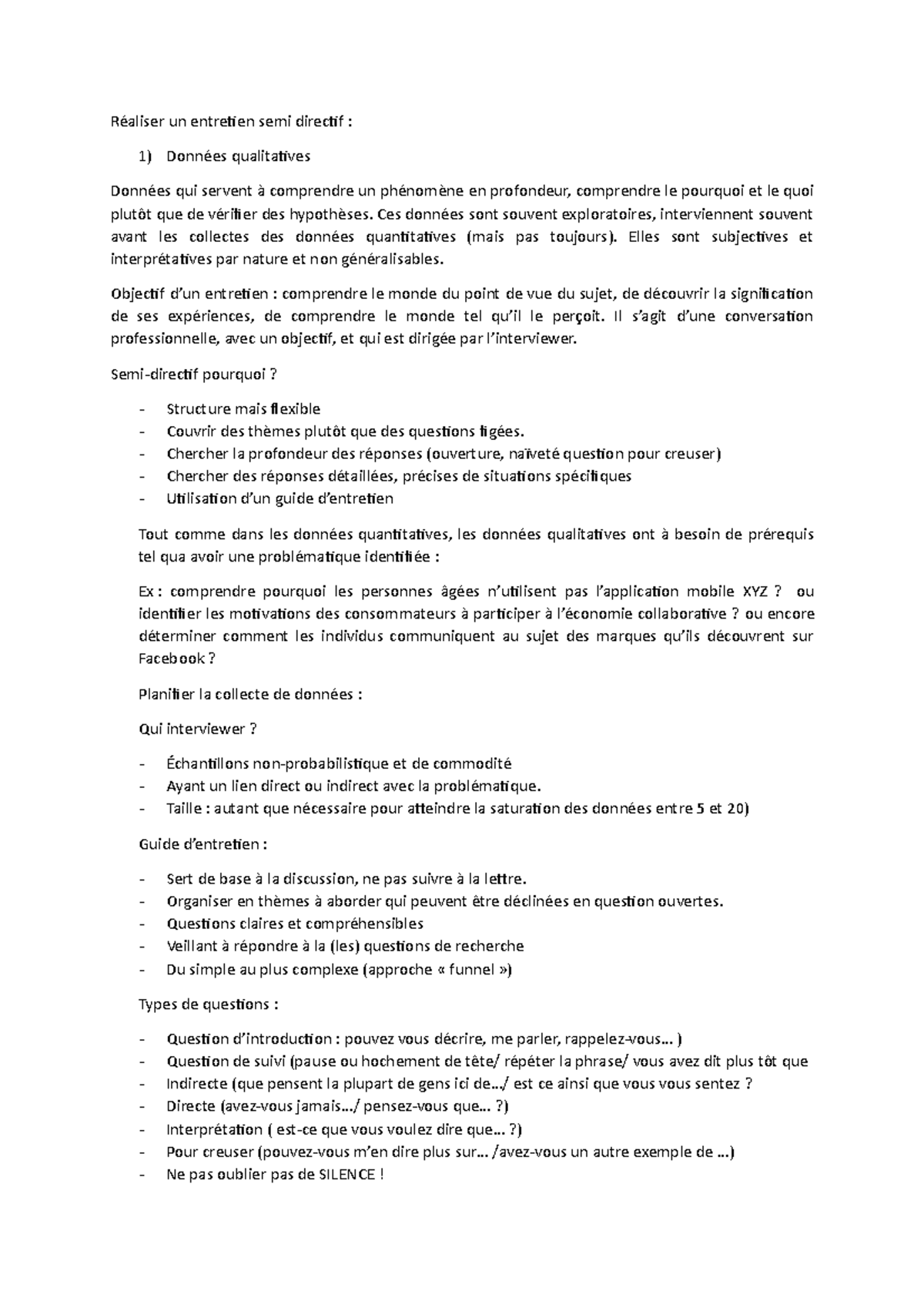 Entretien semi directif - Ces données sont souvent exploratoires ...