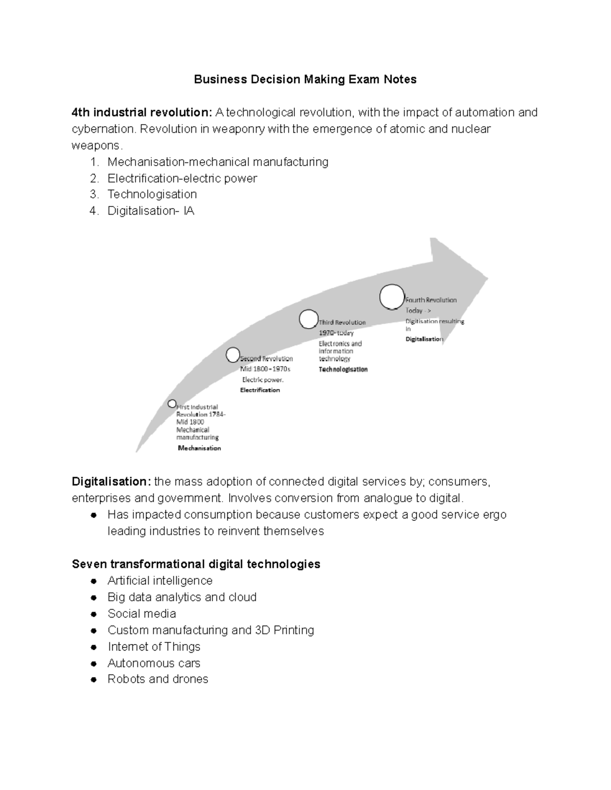 Business Decision Making Exam Notes - Revolution In Weaponry With The ...